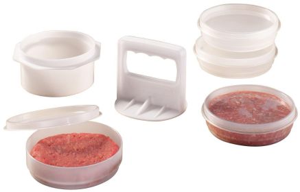 Hamburger Press Patty Maker 3 in 1 Burger Mold Patty Press 4 Storage Containers Patty Maker Tool for BBQ
