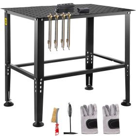 VEVOR Welding Table, 36" x 24" Adjustable Workbench, 0.12" Thick Industrial Workbench, 600lb Load Capacity Metal Workbench