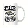 Wishing I Was Fishing 1pc 11oz Coffee Ceramics Mug, Water Cup for Home Office Kitchen Use, Funny Motivational