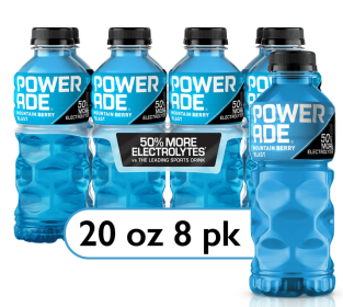POWERADE Electrolyte Enhanced Mountain Berry Blast Sport Drink, 20 fl oz, 8 Count Bottles