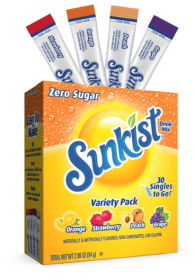 Sunkist Zero Sugar Variety Pack Singles-to-Go Powdered Drink Mix, 30 Count Packets