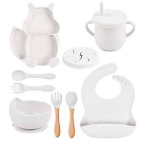 Silicone Squirrel Tableware Baby Silicone Food Supplement Set Baby Spork Integrated Silicone Plate Suit (Option: Y23-Suit)