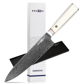 Kegani Chef's Knife - 8 Inch Professional Damascus Chef Knife, 67 Layers Japanese VG-10 Damascus High Carbon Kitchen Cooking Knife Ultra-Sharp Knives- (Option: Chef Knife)
