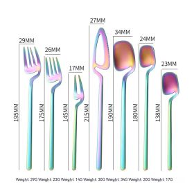 304 Stainless Steel Tableware Knife And Fork Stirring Spoon (Option: Colorful 7pcs set-4set)