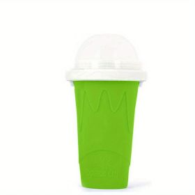 400ml Summer Homemade Squeezable Juice Water Bottle, Quick-Frozen Ice Cream Slushy Maker Smoothie Cup (Color: Green)