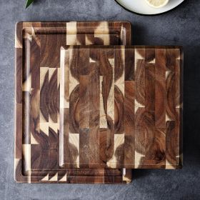 Kitchen Household Parquet Solid Wood Cutting Board (Color: Brown, size: L)