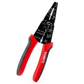 Electrician 6-inch Flush Pliers Wire Stripping Cable Tool Multifunctional Wire Cutters W/ TPR Handle (Color: Red & Black, Type: 5 In 1 Wire Stripping Tool)