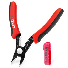 Electrician 6-inch Flush Pliers Wire Stripping Cable Tool Multifunctional Wire Cutters W/ TPR Handle (Color: Red & Black, Type: 6-Inch Flush Pliers Wire)