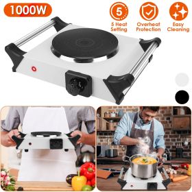 1000W Electric Single Burner Portable Heating Hot Plate Stove Countertop RV Hotplate with 5 Temperature Adjustments Portable Handles (Color: Silver, Type: Single Burner)
