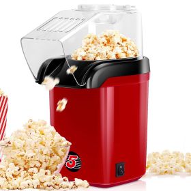 5 Core Hot Air Popcorn Popper Machine 1200W Electric Popcorn Kernel Corn Maker Bpa Free, 95% Popping Rate, 2 Minutes Fast (Color: Red)