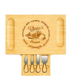 Kitchen Natural Bamboo Cutting Board Bamboo Cheese Board Set (Color: Natural, size: 16.5 In)