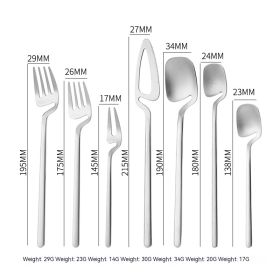 304 Stainless Steel Tableware Knife And Fork Stirring Spoon (Option: Silver 7pcs set-4set)